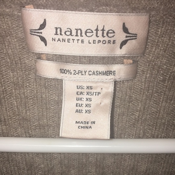 NWOT Nanette Lepore 100% 2-ply CASHMERE long Cardigan Sweater tan - Picture 7 of 8